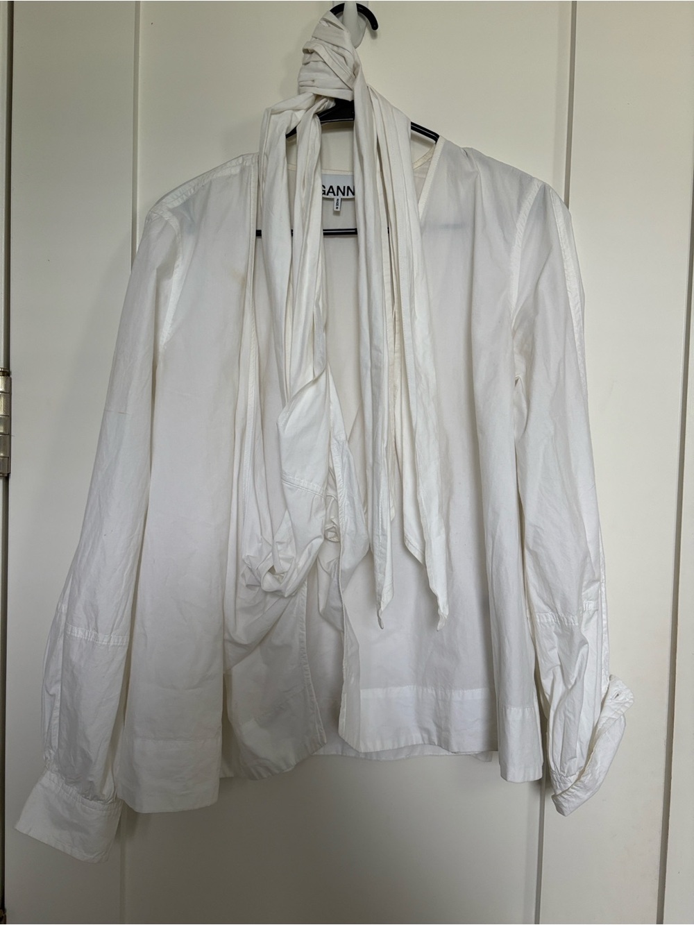 Ganni White Cotton wrap Shirt - Picture 5 of 6